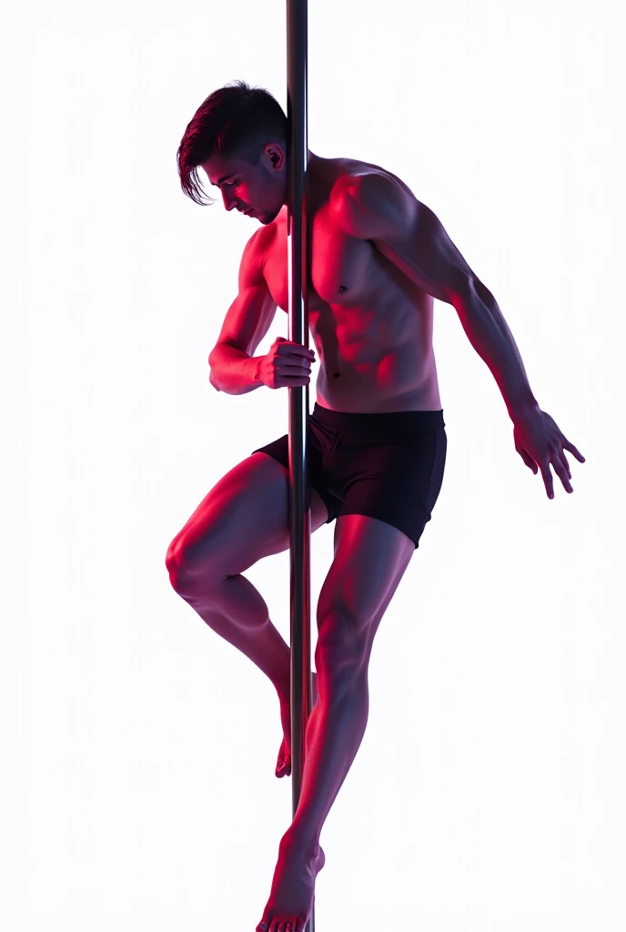 Crie um homem num pole dance, sexly, neon, realistic, white background