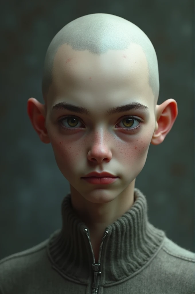 Bald teenager