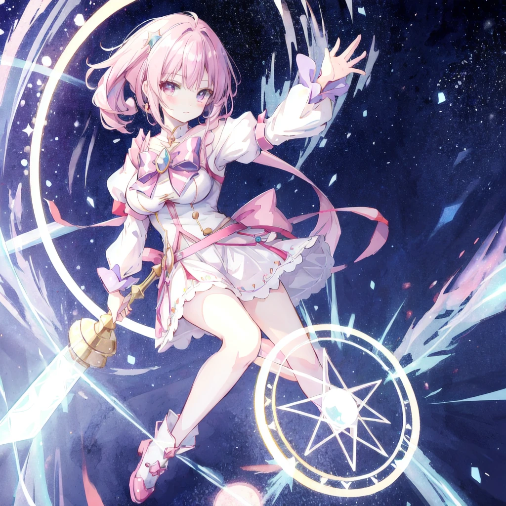 Magical girl，Large magic circle，huge hammer