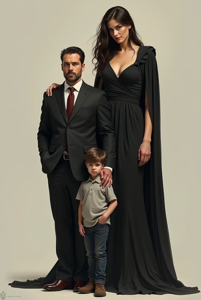 A man with his son
And with his scary wife