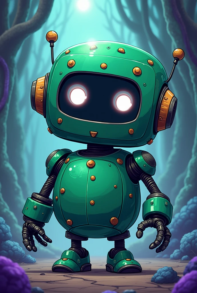 midnight green cartoon style robot
