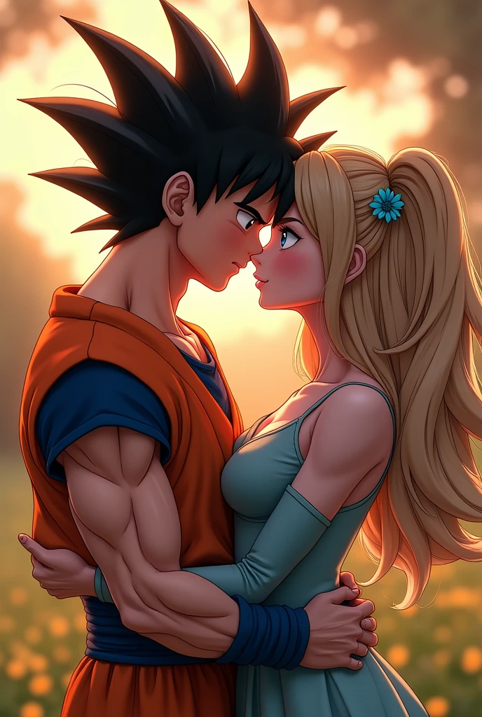 Goku kissing Android 18