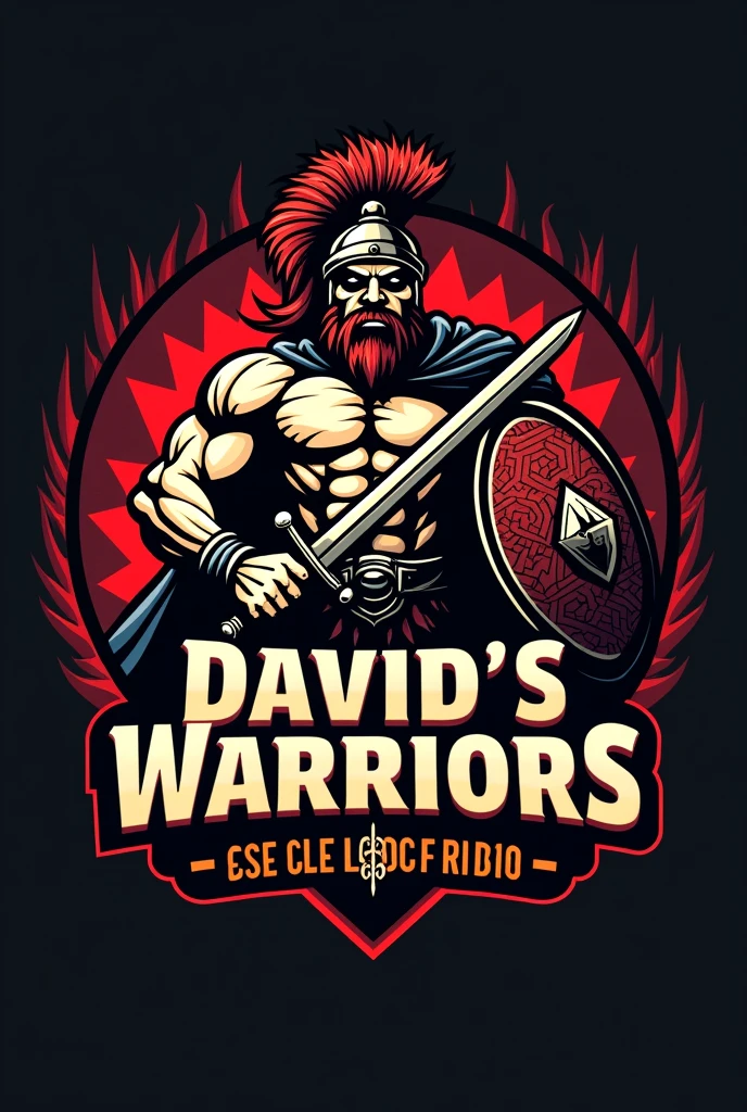 Football team logo with the name of David's Warriors in Spanish