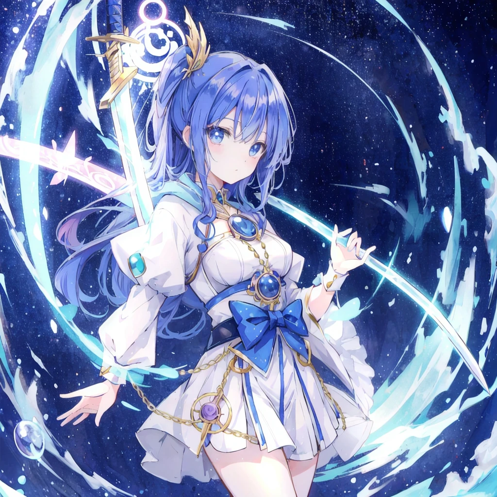 Magical girl，Large magic circle，Blue Dragon Moon Sword