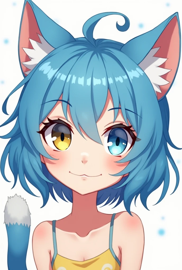Anime cute cat Femboy with blue hair and yellow blue eyes profile picture