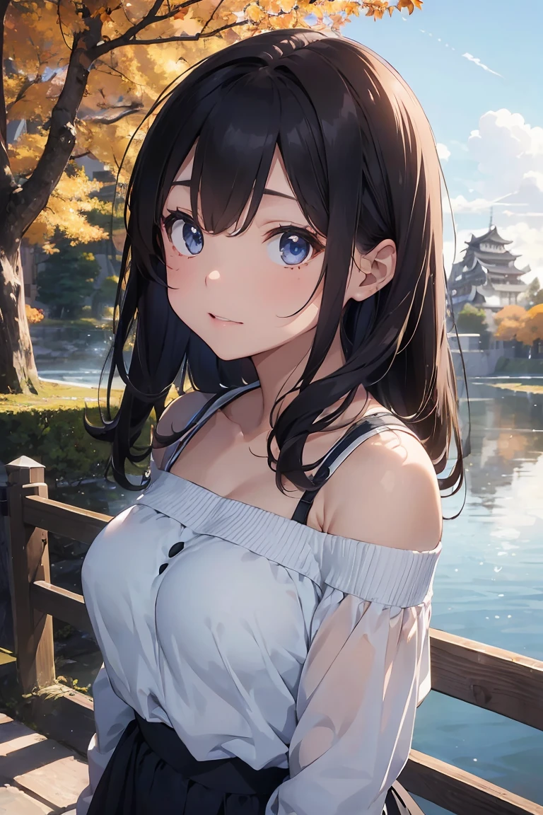 ((Highest quality)), ((masterpiece)), (detailed), (Japanese),, Black Hair,(Childish face), (Long Hair), Girl, small Breasts, ((topless)), ((Blue eyes)),half-smile ,Sunlight, arched back, (close_up) , riverbank, flower garden,((See-through shirt)),(Sheer shirt),
