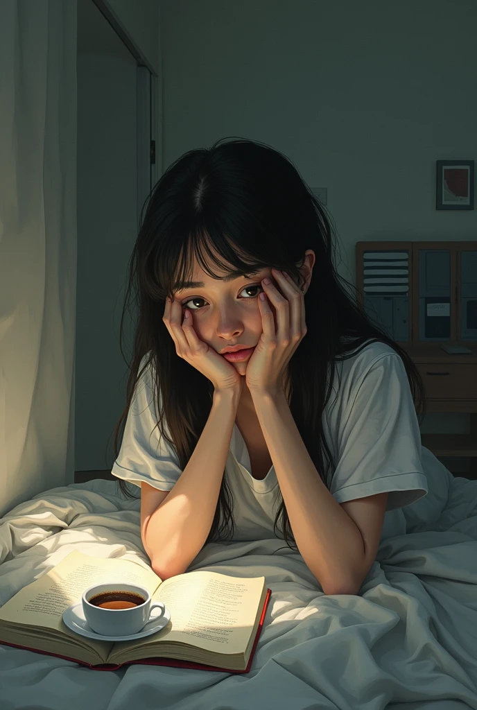 I want a drawing of a girl with emotions.... stressed, and fully down deep meaningful and i am worried what can i do... In a my room