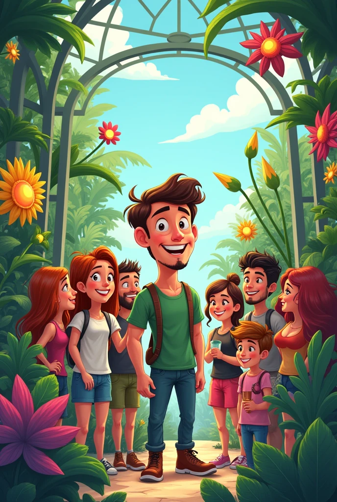 botal with man with friends cartoon