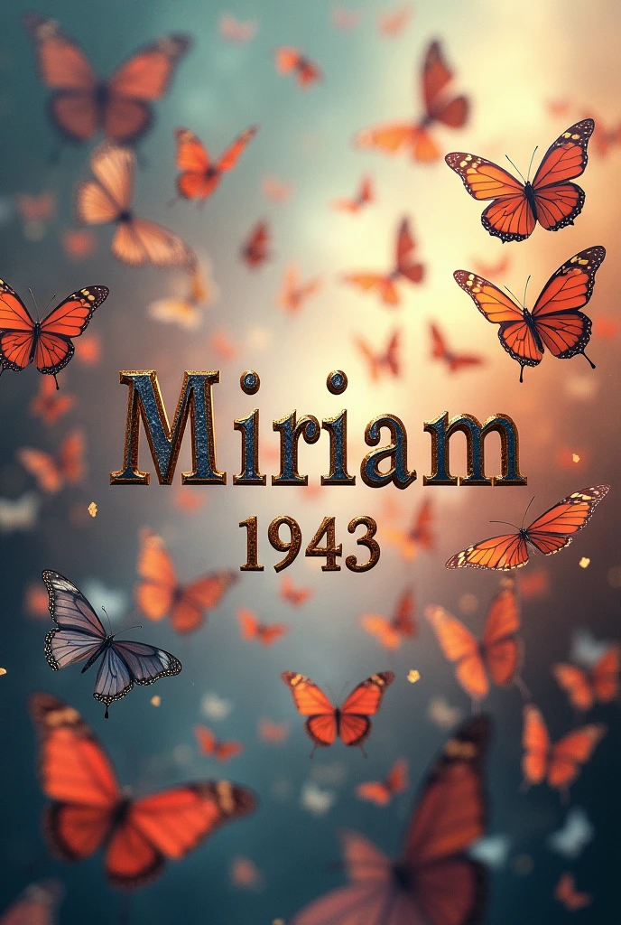 Make the name Miriam and below the date 1943 and have it surrounded by butterflies 

