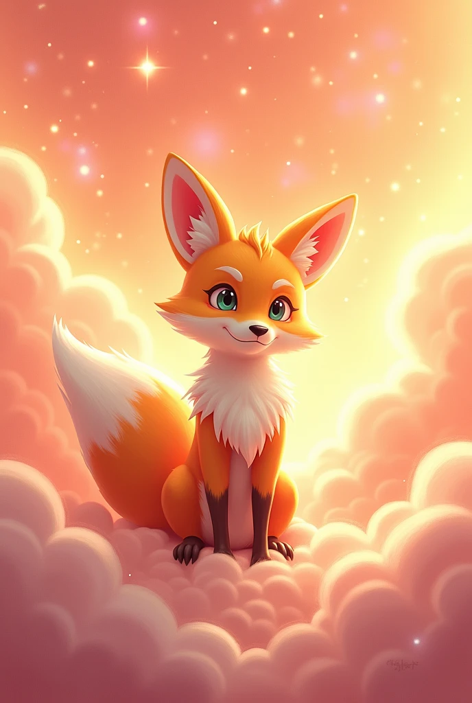 Cute little star fox, in a peachy galaxy