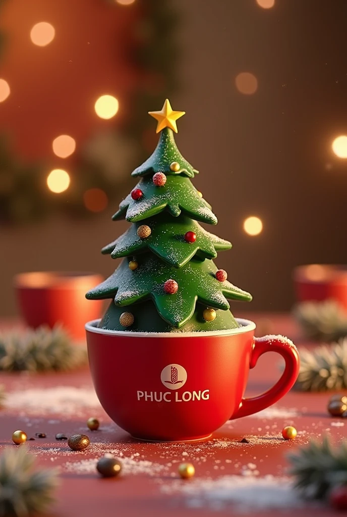 Phuc Long water cup, Christmas tree shape