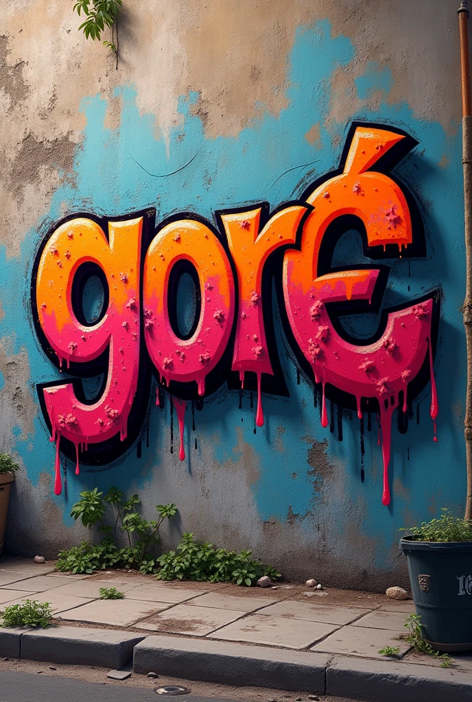 A graffiti that says Gor£ in 2d