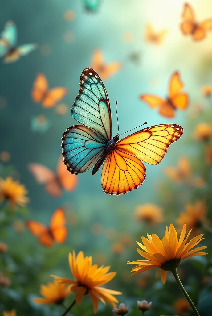 Butterflies with colorful wings and vibrant colors

