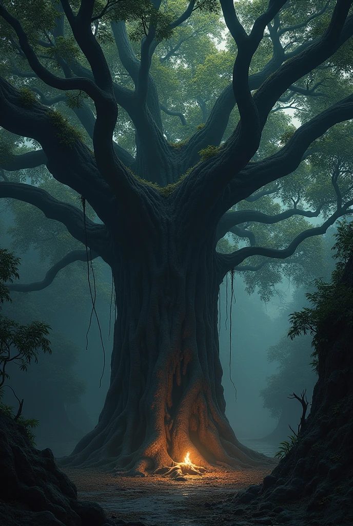 Banayan tree with dark back ground