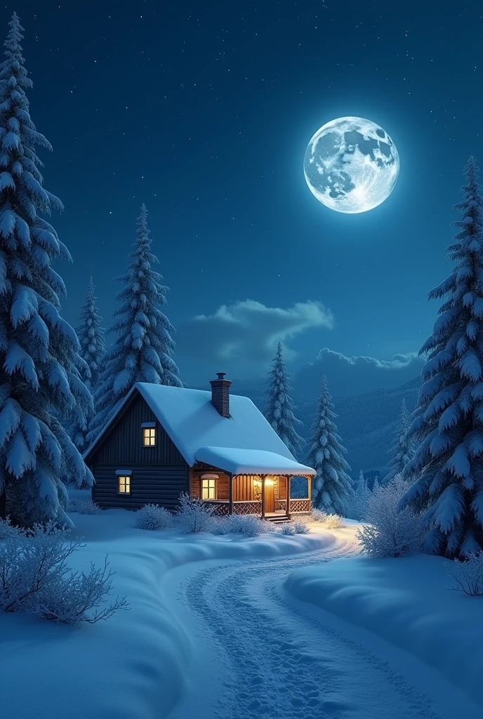 On a peaceful snowy plain,The night sky is full of stars,Moonlight on the snow,Reflects a faint blue light。far away,Warm yellow light shines through the window of a cottage,The chimney was smoking smoke,Create a warm and mysterious atmosphere。(best quality,4K,8K,high resolution,masterpiece:1.2),Extremely detailed,(Practical,photoPractical,photo-Practical:1.37),
(best quality,Ultra HD,masterpiece), (detailed),((His works have won many awards, With incredible detail, Textures and maximum detail,(Realistic)))