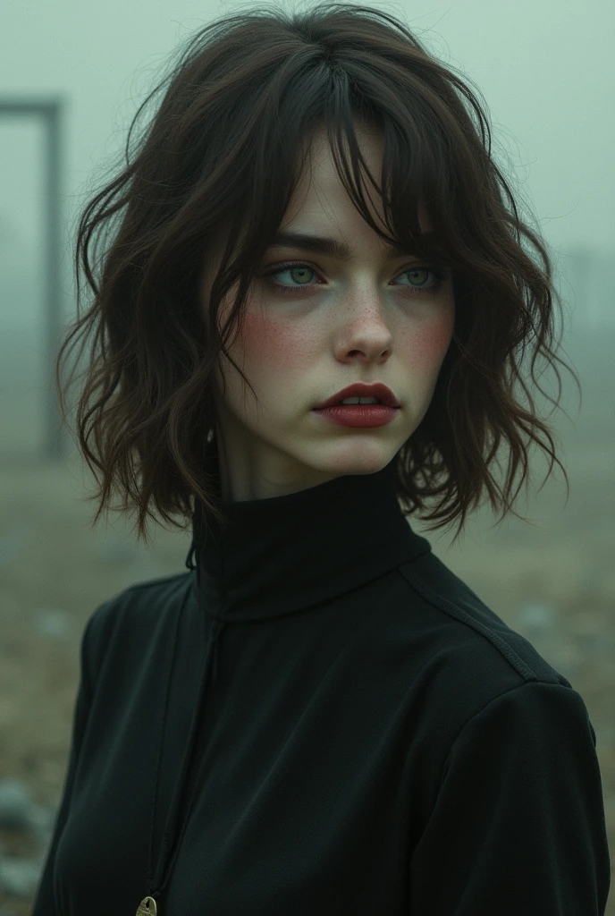 I want to create a tall brunette girl, of brown tea, red hair and kurt cobain haircut
