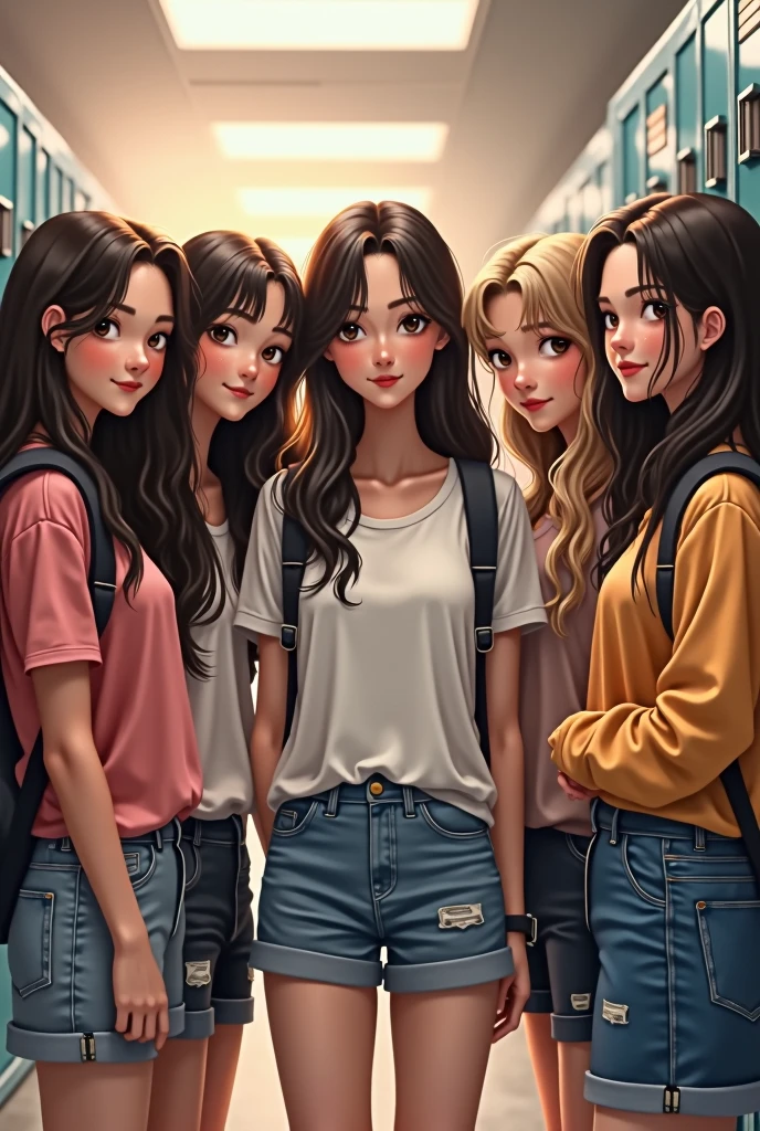 5 girl senior highschool students 