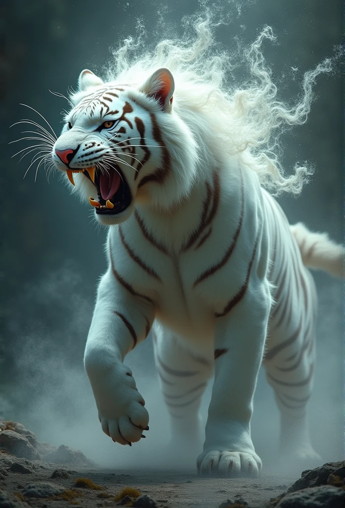 White Tiger，Sankai Sutra，Mythical beast，good looking，Missing characters，tiger&#39;s roar，Crying with her mouth open，Full Body Lesbian，Walked