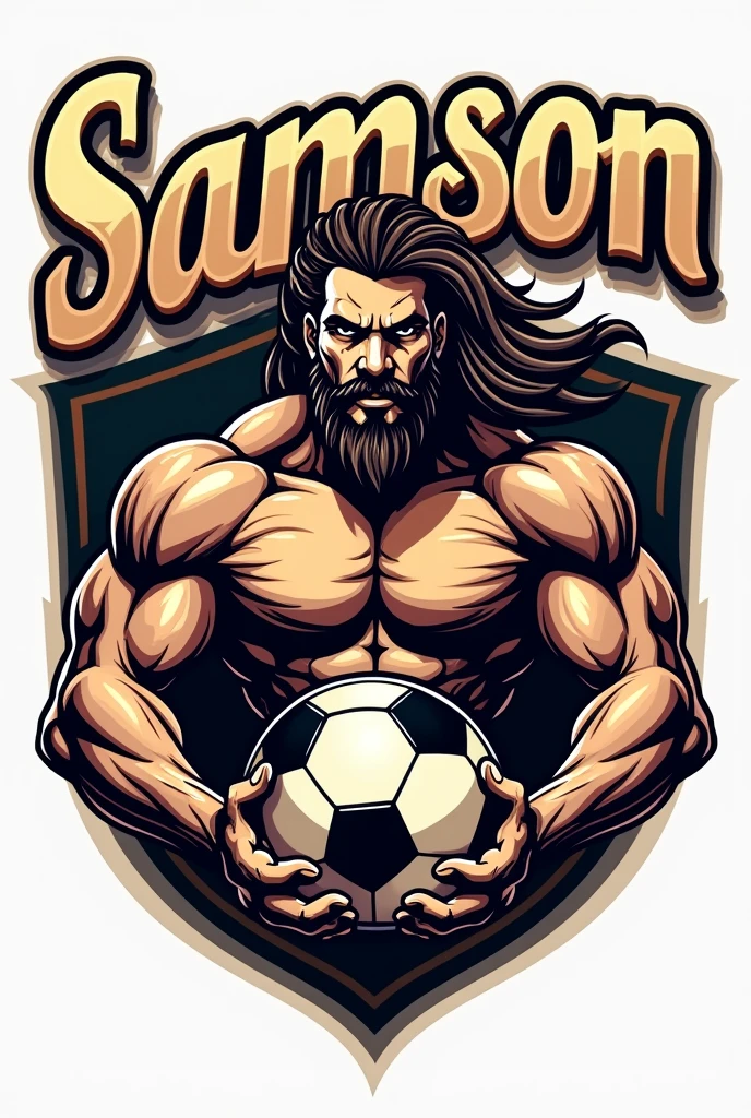 Football team logo bearing the name of Samson the Brave in Spanish and featuring a soccer ball 