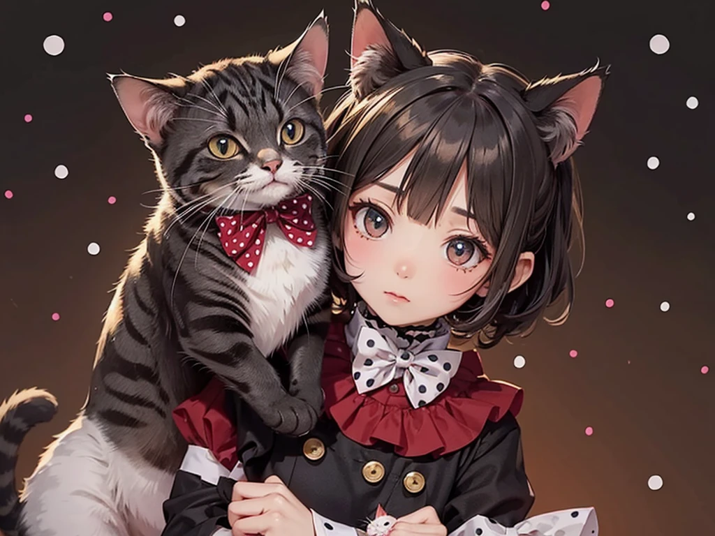 Cat with polka dot ribbon