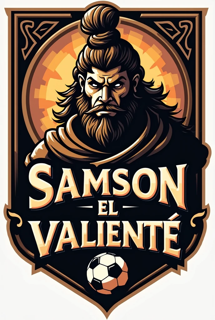 Football team logo bearing the name of Samson the Brave in Spanish and featuring a soccer ball