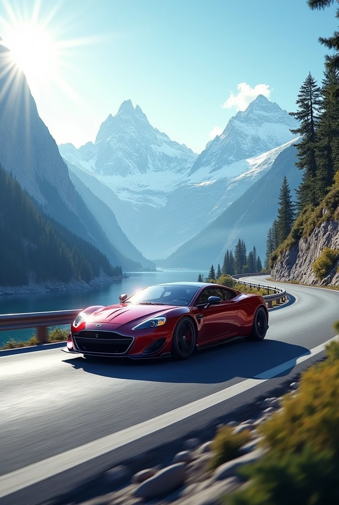 Car on mountain highway