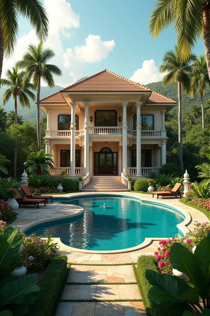 luxurious bungalow with private pool and lush gardens surrounding the complex