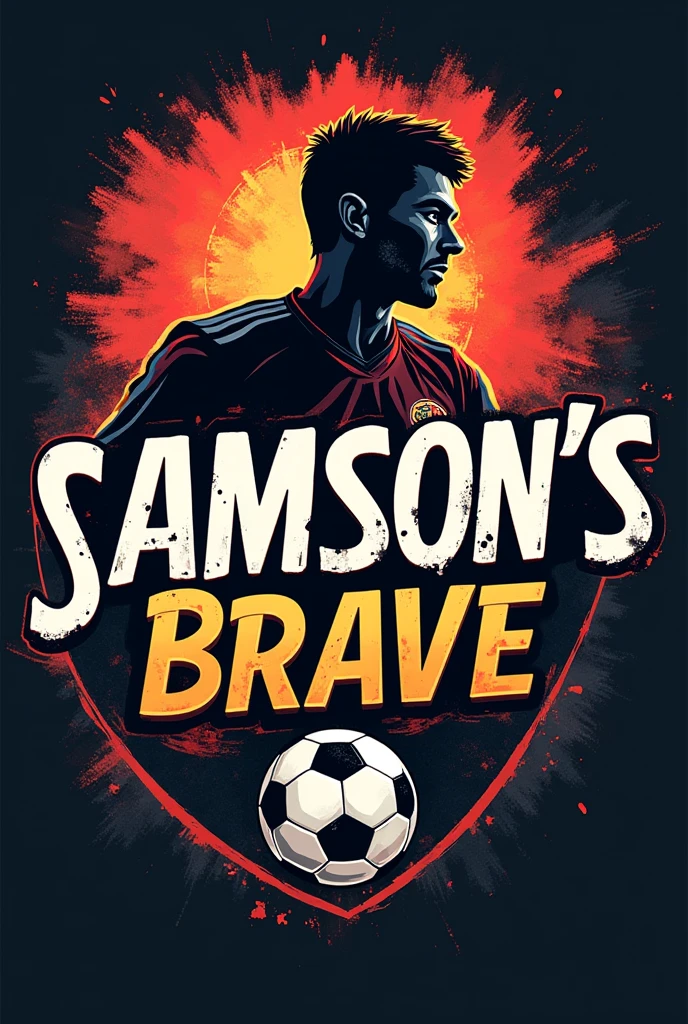 Logo of a soccer team that bears the name "Samson's Brave" in Spanish and that carries a soccer ball