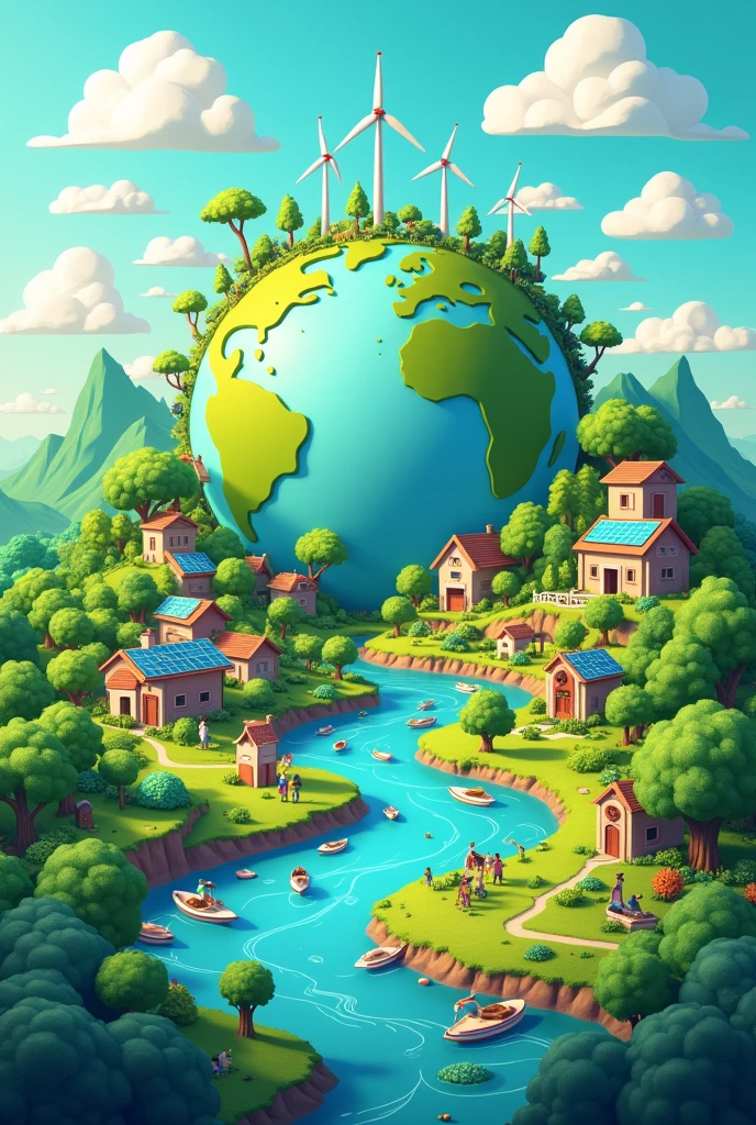 HAPPY AND CLEAN PLANET IN 2D