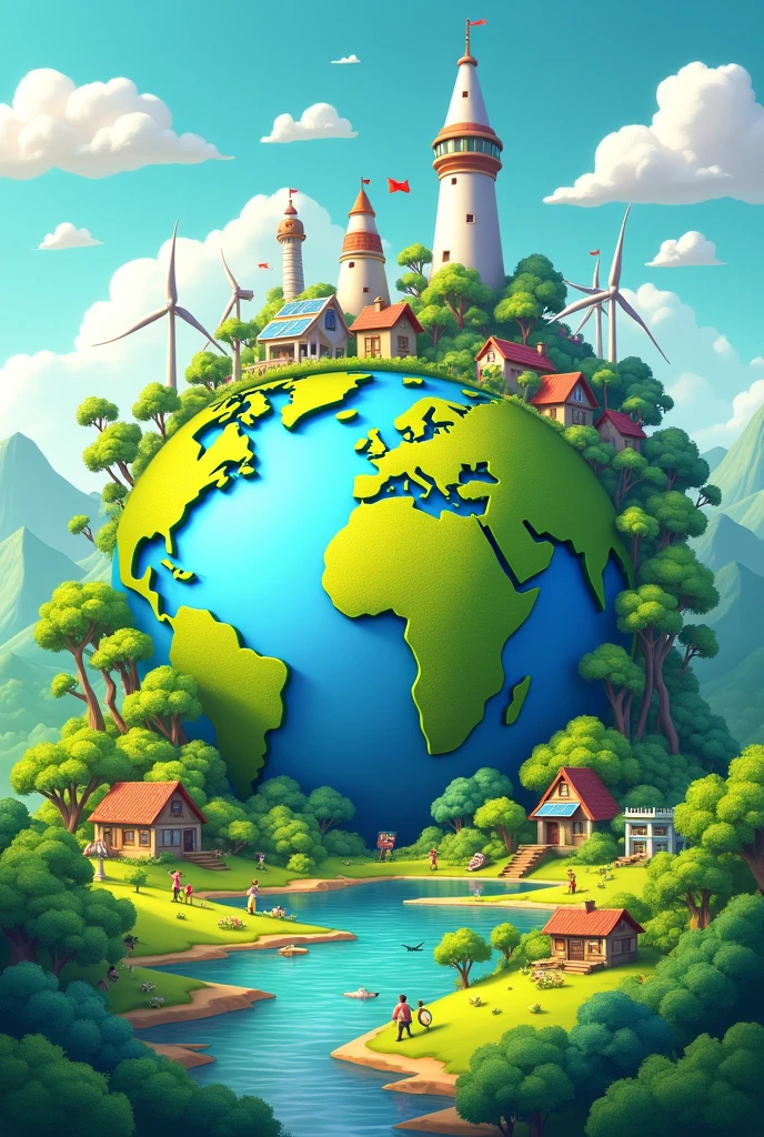 HAPPY AND CLEAN PLANET IN 2D