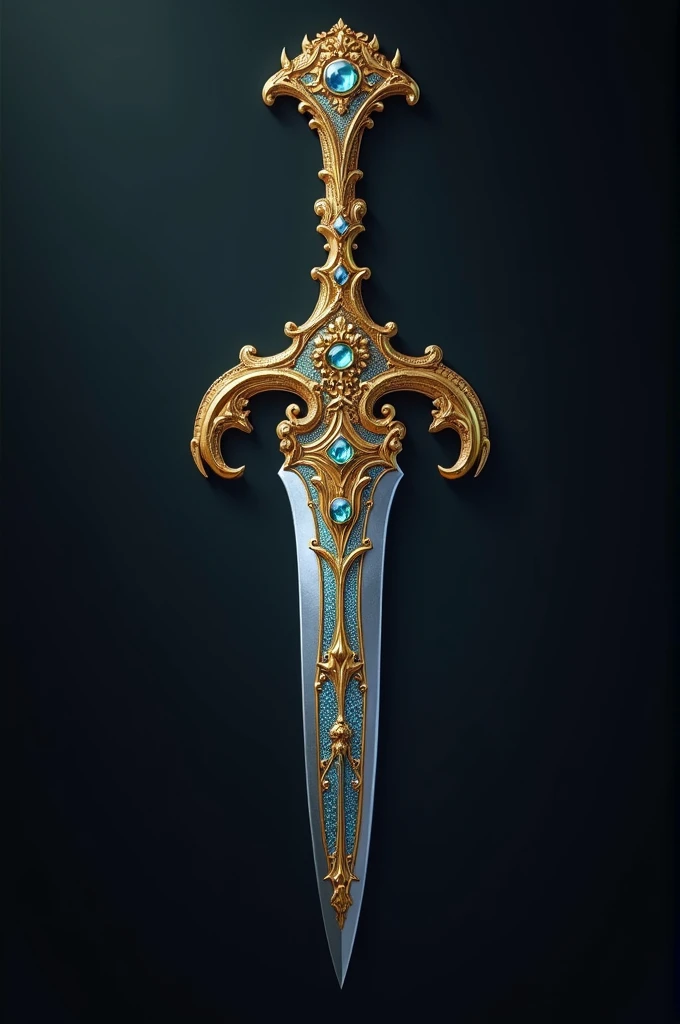 Dagger with gold rocks on the blade