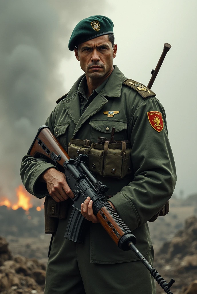 Make a picture of a soldier in a war for profile picture