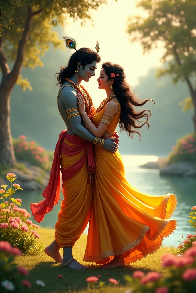 Make a video in krishna and Radha dancing