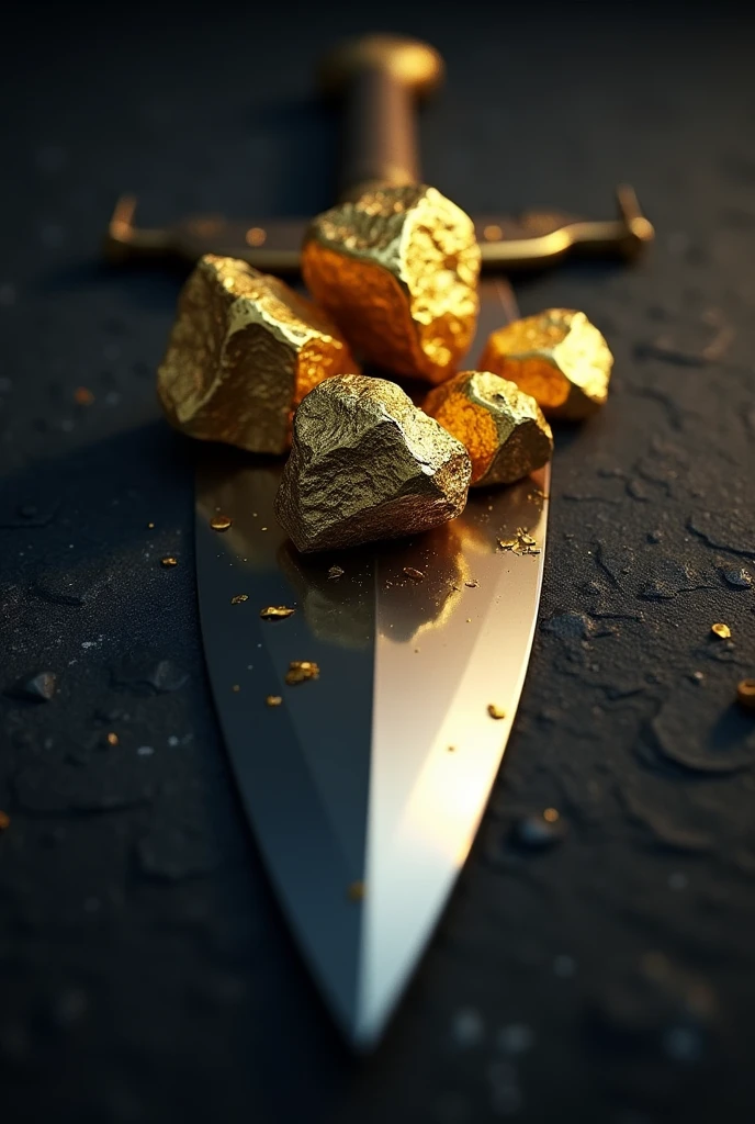 Gold rocks on a blade
