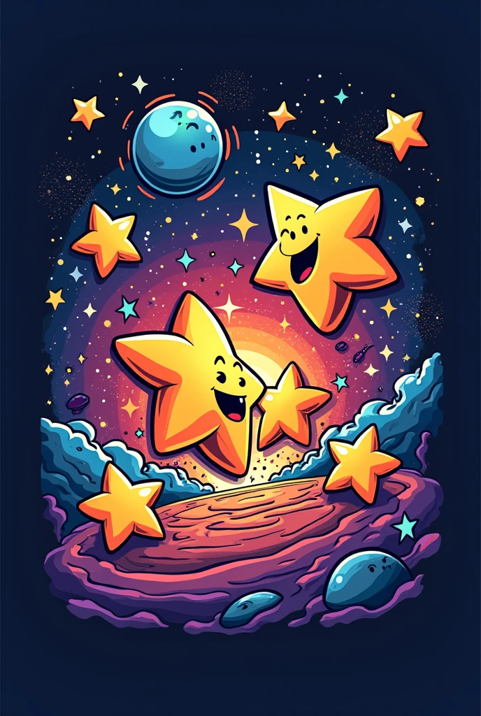 Retro catoon star collision for clothing brand,Logo