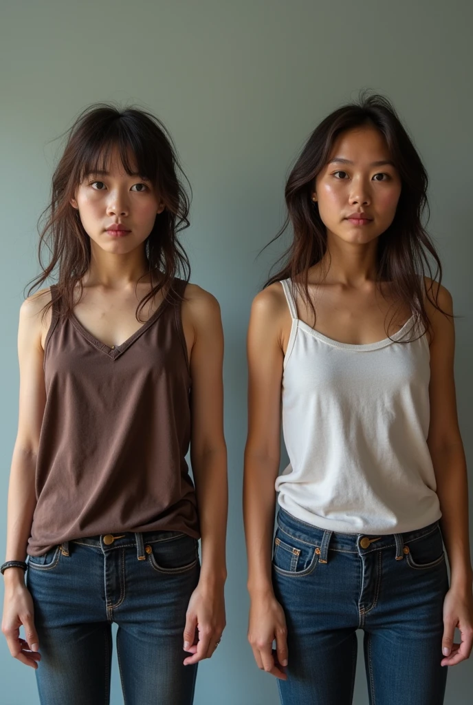 Make a picture of a disheveled person , untidy compare it with an image of the same person with a tidy hairstyle