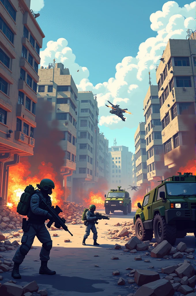 Wallpaper warzone en pixel art
