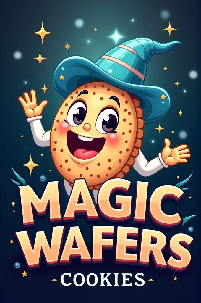 Create a wafer logo that says magic wafers and M&D 