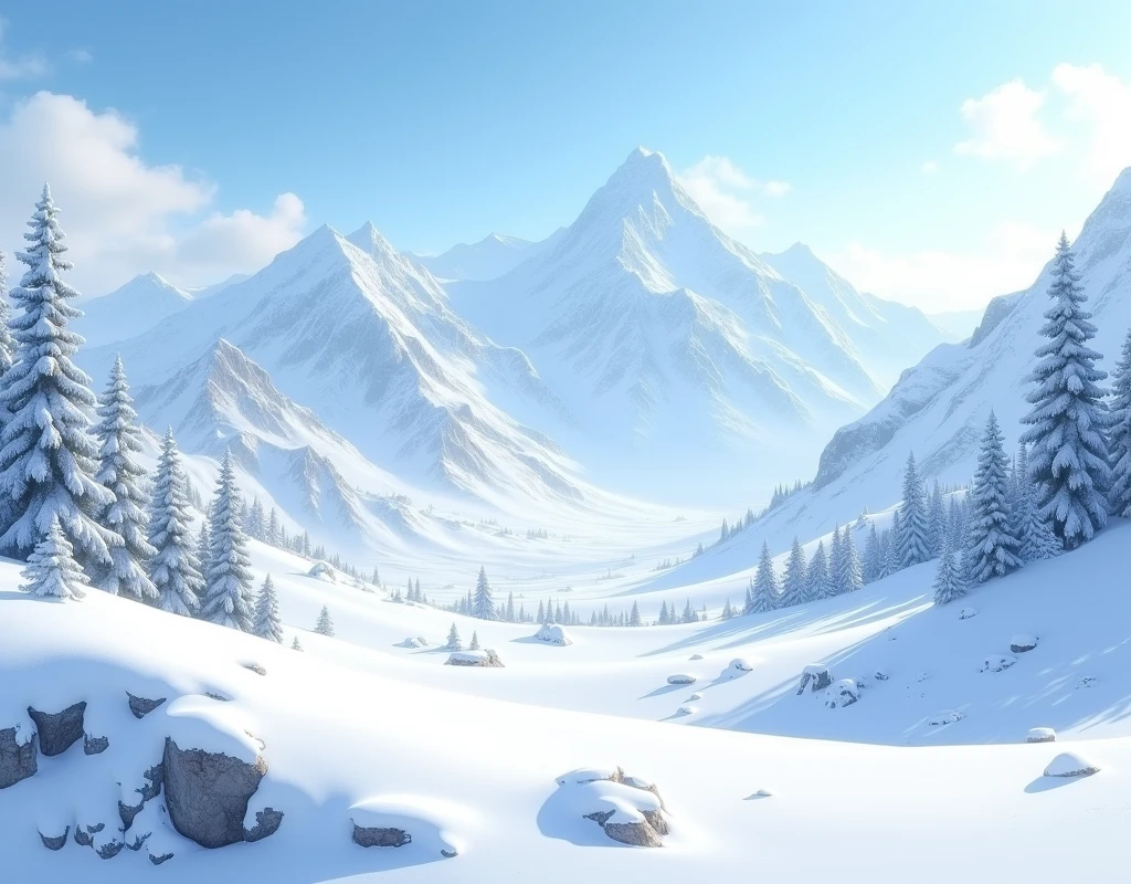 masterpiece, 最high quality, high quality, High resolution, Snow-covered landscape、