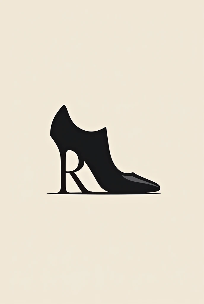 I want you to create a logo. The background is a luxury brand with a shoes infront of it and include "R" letter infront