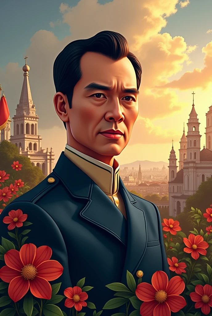 A background picture for a national heroes day in the philippines, use the front as Doctor Jose Rizal from the Philippines. 