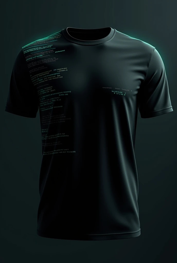 Black t-shirt design with light turquoise details related to systems