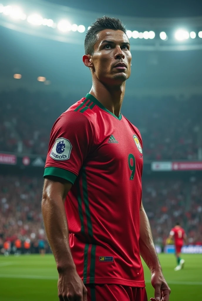*Final Match** :
"Cristiano Ronaldo sur le terrain lors d'une finale de championship, focused and determined. The stadium is full, and an electric atmosphere reigns. Keywords : Cristiano Ronaldo, finale, championship, concentration, ambiance."