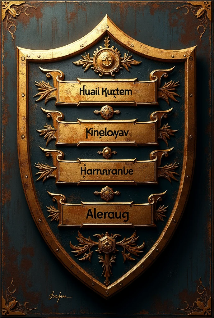 Football shield with the names of Abraham&#39;s sons 