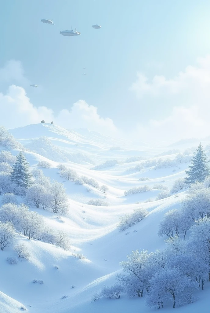 masterpiece, 最high quality, high quality, High resolution, Snow-covered landscape、The roof is faintly visible、