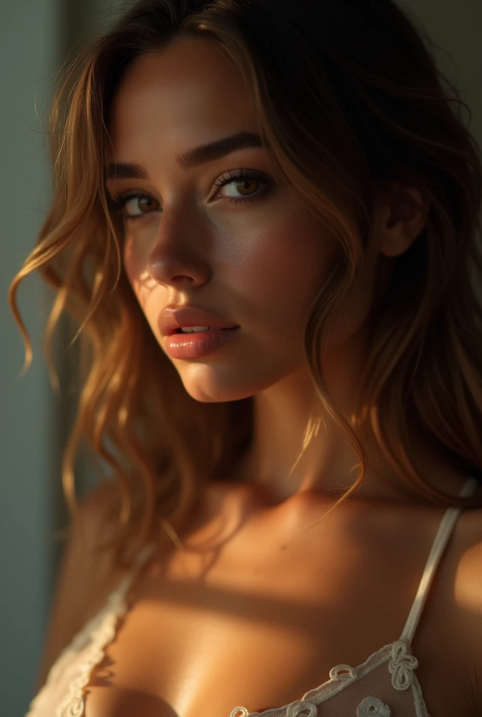 8k，Best Quality，masterpiece，ultra high resolution，A woman，pure desire，sexy，Wet semi-transparent dress()，popular on pornhub，depth of field，movie lighting，high definition close up