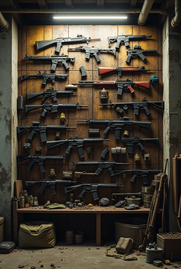 Post apocalyptic firearms storage wall