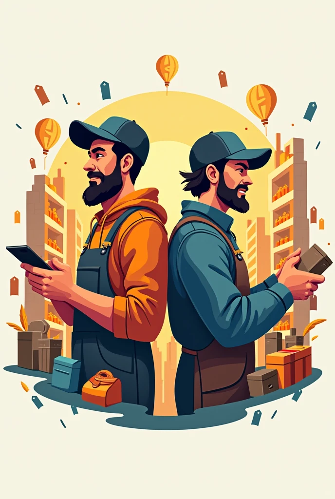 Logo of my brother and I are good workers in buying and selling items 
