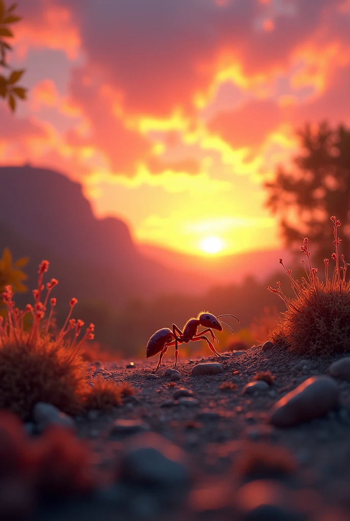 Ant in sunset
