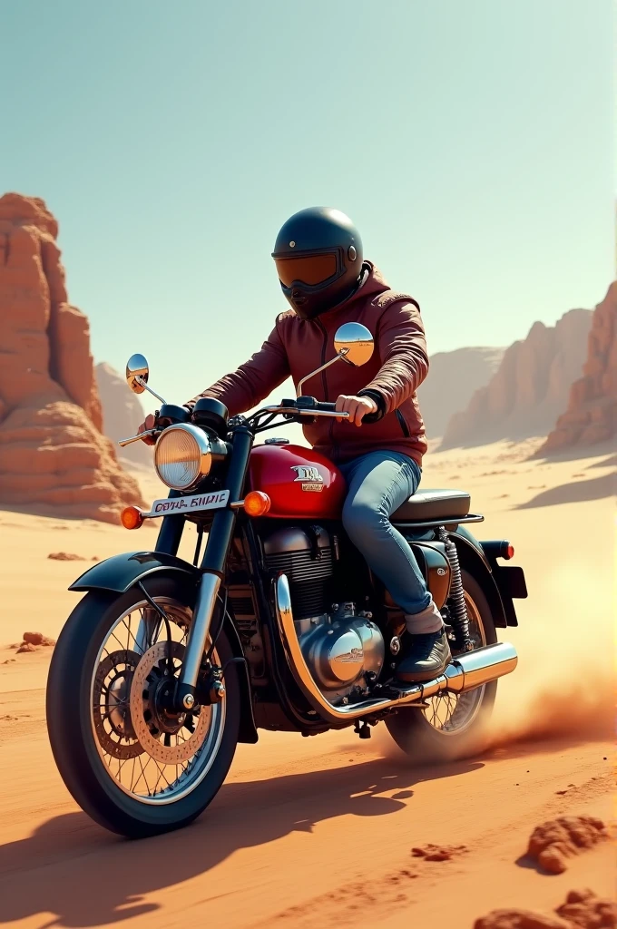 Black thar with royal Enfield classic 350 in red colour 
